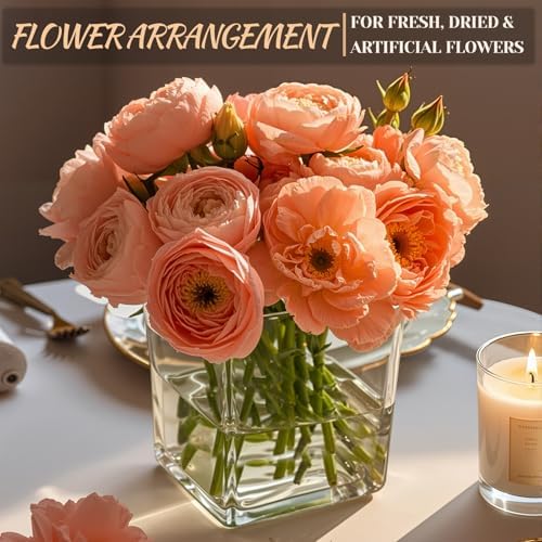 CONNOO 6 Pack 5" x 5" x 5" Clear Square Glass Vase for Centerpieces - Image 3