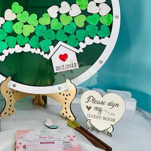 Product image Personalized Wooden Wedding Guest Book Alternative Frame - Modern Rustic House Shape Wedding Guest Book Alternative - Bridal Shower Guest Book, Heart Drop Guest Book for Wedding - Image 3