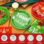 Skylety 200 Pcs Christmas Party Supplies Paper Plate, Serve 50, Team - Image 2