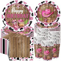 Pickmesh 250 Pcs Cowgirl Birthday Party Decoration Pink Barn Plate Serve 50 by Pickmesh