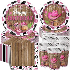 Pickmesh 250 Pcs Cowgirl Birthday Party Decoration Pink Barn Plate Serve 50 by Pickmesh