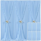 6 Panels Baby Blue Backdrop Curtain for Baby Shower Parties Wrinkle Free Light Blue Curtains Backdrop Drapes Fabric Decoration for Birthday Party Photography 30ft(W) x 10ft(H) by Tao-GePartyDecorations