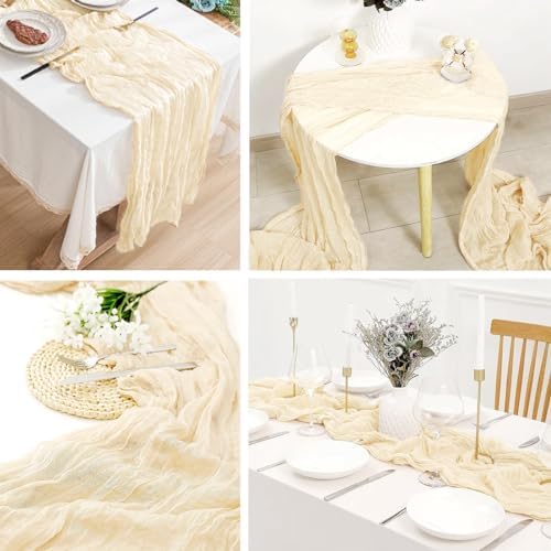 16 Pack Ivory Cheesecloth Table Runner 20 x 120 inch Gauze Table Runners 10 FT Long,Semi Sheer Cheese Cloth Fabric Table Runner Bulk for Wedding,Party,Baby Shower,Bridal Shower Decoration - Image 5