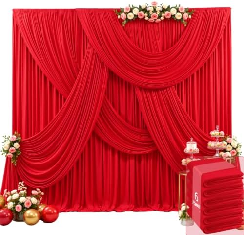30ft x 15ft Red Wrinkle Free Backdrop Curtains for Wedding Party Backdrops Curtain Drapes Fabric Decorations Photo Back Drop Cloth for Baby Shower Photography Stage Reception by Tao-GePartyDecorations
