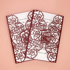 FOMTOR Laser Cut Wedding Invitation Set with Envelopes & Inserts & Seals – Perfect for Weddings, Bridal Showers, Engagements & Anniversary Celebrations - Red, 40pcs - Image 5