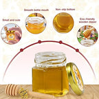 Aliggbent 96 Pack Mini Honey Jars, 1.5oz Hexagon Glass with Dippers - Image 3