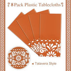 Cielito Lindo Mexican Tablecloth, 54×108 Inch, Terracotta, 8 Pcs - Image 3