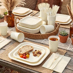 Vyntra 350 Pcs Ivory Square Paper Plates and Napkins Set, Serves 50 - Image 4