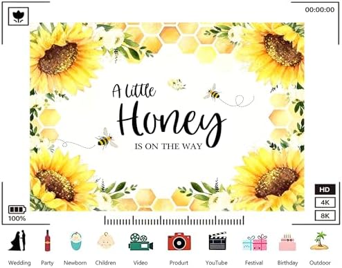 Trykid 9x6ft A Little Honey is on The Way Backdrop Sunflower Watercolor Floral Honeycomb Baby Shower Photography Background Party Decoration Photoshoot Studio Props Fabric - Image 3
