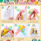 Funnymoom 24 Sets Gift Basket Boxes with Handle Clear Bags and Bows for Birthday Wedding Baby Shower Tea Party Favor Packaging 9.8x6.5 in - Image 4