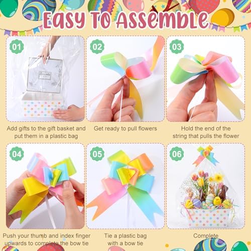 Funnymoom 24 Sets Gift Basket Boxes with Handle Clear Bags and Bows for Birthday Wedding Baby Shower Tea Party Favor Packaging 9.8x6.5 in - Image 4