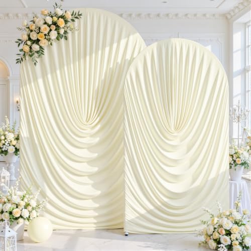 Beige Wedding Arch Backdrop Cover 7.2ft and 6ft Draped Arch Covers Stretchy Backdrop Spandex Balloon Arch Covers for Bridal Shower Baby Shower Engagement Photography Birthday Party Decorations by Tao-GePartyDecorations
