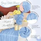 Light Blue Boho Cheesecloth Table Runner 12 Pack 17x108 Inch Sheer Gauze - Image 3