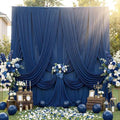 10ft×12ft Wrinkle Free Navy Blue Backdrop Curtain for Wedding Parties, 2 Panels 5×12ft Long Silky Polyester Fabric Backdrop Drapes Photo Back Drop Curtains for Birthday Photography Background Cloth by ENJOYYOURPARTY