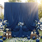 50ft×12ft Wrinkle Free Navy Blue Backdrop Curtain for Wedding Parties, 10 Panels 5×12ft Long Soft Silky Polyester Backdrop Drapes Photo Back Drop Cloth for Graduation Photography Background by ENJOYYOURPARTY