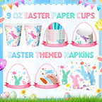 Honeydak 210 Pcs Easter Plates and Napkins Serve 30 Pastel Colorful Bunny 7" and 9" Rabbit Plates Napkins and Forks Tableware for Spring Holiday Easter Party Table Decor Supplies - Image 5