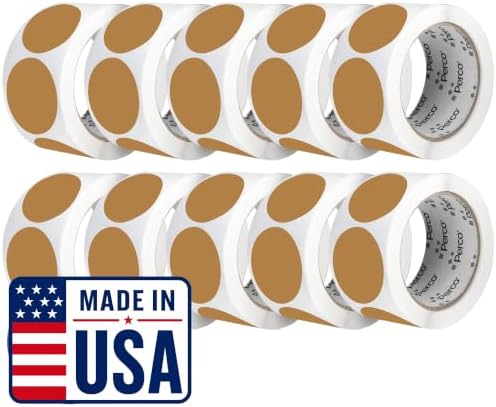 Perco Kraft Brown Perforated Round Circle Dot Sticker 2-Inch Labels — 10 Rolls, 5,000 Stickers - Natural Rustic Labels for Handmade Products, Thank You Stickers & Packaging - Made in USA by Perco
