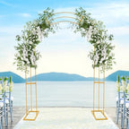 8.53Ft Golden Metal Wedding Arch Backdrop Stand With Base, Balloon Arch Stand Gold Backdrop Stand for Wedding Ceremony Bridal Baby Shower Photo Booth Party Decor (3-Layer Golden Wedding Arch) by Unknown