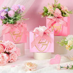 Whaline 60 Pcs Thank You Gift Bags with Ribbon Small Gradient Pink Paper Party Favor Bags with Handles for Wedding Bridal Baby Shower Birthday Party, 5.5 x 4.8 x 2.5 inch - Image 4