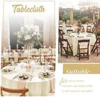 Showgeous 90 Inch Beige Round Tablecloths, Polyester Table Covers - Image 3