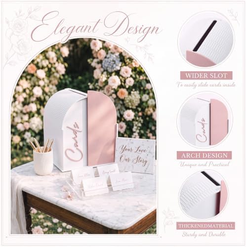 Wenqik Arched Acrylic Wedding Card Box with Pink Writable Standee - Image 4