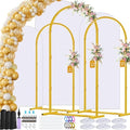 Arch Backdrop Stand and Cover Set of 3, 7.2ft 6.6ft 6ft Metal Arch Backdrop Stand with Spandex White Back Drop Covers Balloon Arch Kits, Gold Arch Stand Frame for Wedding Birthday Party Baby Shower by LifeisLuck