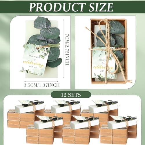 12 Sets Eucalyptus Soaps Wedding Favors Bulk with Thank You Cards - Image 3