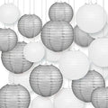 Quasimoon PaperLanternStore.com Ultimate 20pc Silver Variety Paper Lantern Party Pack - Assorted Sizes of 6, 8, 10, 12 Inch (5 Round Lanterns Each) for Weddings, Birthday, Events and Decor by Quasimoon