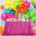 QueenDream Tablecloth Hot Pink Birthday Decorations: 90x90 Inch Sequin Tablecloth Drapes Glitter Fabric Wedding Party Table Overlay - Image 2