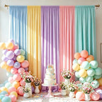 10x7FT Pastel Backdrop Curtain - 5 Colors Unicorn Backdrop Curtains - Wrinkle Free Pastel Rainbow Backdrop Draping Fabric for Baby Shower, Party, Classroom, Back-to-School & Unicorn Birthday Decor by Creativepartyuniquedecorat