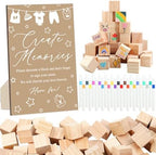 97 Pcs Baby Shower Games Sign Kit,Including Decorate a Block Game Sign 72 DIY Blank Wooden Block 24 Pen to Draw Your Idea for Baby Shower Game Gender Reveal Party by ZCPTZ