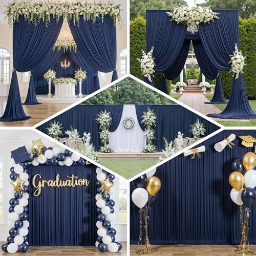 10x12 ft Navy Blue Backdrop Curtains for Weddings, Birthdays and Photos - Image 5