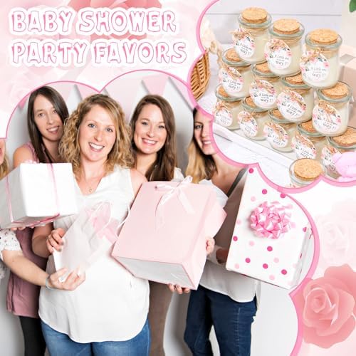 Threlaco 20 Pcs Flower Baby Shower Favor Candle Glass Jar - Image 6