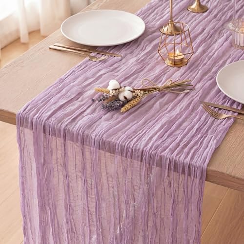 6 Pack Lilac Purple Cheesecloth Table Runner 120 Inch Boho Wedding Decor by Fixwal