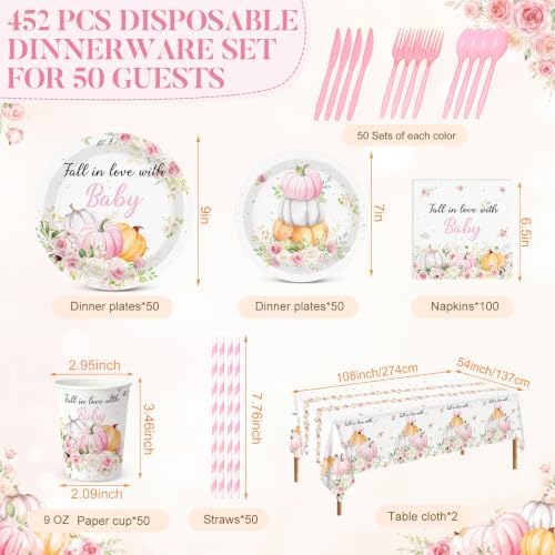 Ceenna Fall Little Pumpkin Baby Shower Party Supply Decoration for 50, Pink - Image 2