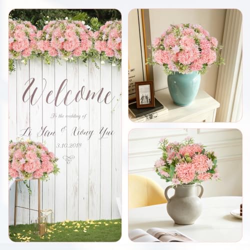 Light Pink Artificial Flowers 6 Bundles Silk Floral with Stems - Image 6
