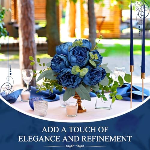 50Pcs Peonies Artificial Flowers Bulk, 4’’ Navy Blue - Image 6