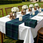 6 Pcs 72 X 13 Tartan Plaid Table Runner, Green Blue Tartan Baby Shower - Image 5