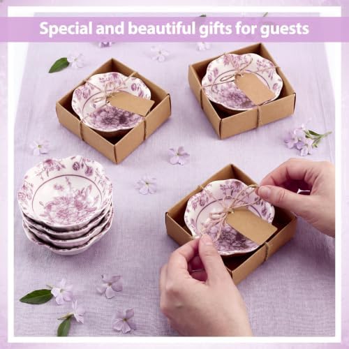 24 Pcs Wedding Favors for Guests Small Ceramic Bowls, Flower, Purple - Image 5
