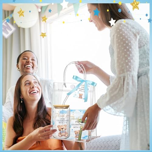 Reallnaive 6 Set Bear Baby Shower Game Prizes for Player Winners Tumblers with Lids Straws Roller for Face Pens Spiral Notebooks Gift Bags for Baby Bridal Shower Wedding Game Favors - Image 6