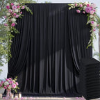 60×14ft Wrinkle Free Black Backdrop Curtain for Parties Wedding,12 Panels 5×14ft Height Soft Silky Polyester Photo Backdrop Drapes for Birthday Graduation Photography Stage Event Background Cloth by ENJOYYOURPARTY