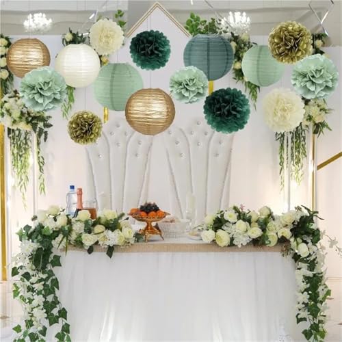 2/5sets Sage Green Tissue Paper Pom Poms Red Christmas Flowers Birthday Baby Shower Wild Safari Jungle Botanical Greenery(1,5sets) - Image 4