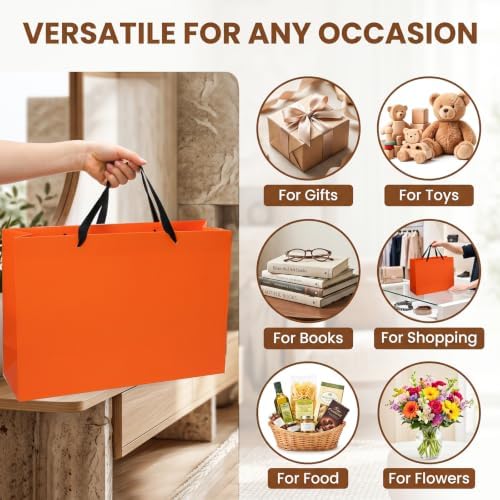 Yesland 24 Pcs Large Gift Bag with Handles, 6 Colors Kraft Paper Party Favors Gift Bag, 15.7 x 4.7 x 11 Inch Rainbow Goodie Bags for Birthday Baby Shower Holiday Wedding Business School Supplies Merchandise - Image 5