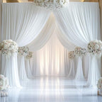 60x14FT Wrinkle Free White Backdrop Curtain for Wedding Parties 14foot Long - Image 5