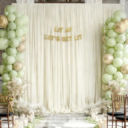 10x12ft Ivory Backdrop Curtain Panels for Parties - Wrinkle Free Polyester Photo Curtain Backdrop Wedding Back Drop Fabric Drapes for Party Decorations Background for Photography - Image 3