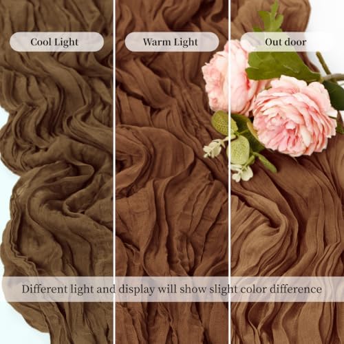 20 Pack Brown 17 x 108 Inch Cheesecloth Table Runner - Boho Gauze Sheer Fabric for Wedding Baby Shower Party Home Decor - Image 4