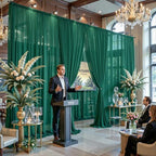 10ft×10ft Wrinkle Free Hunter Green Backdrop Curtain Drapes, 2 Panels 5ftx10ft Sheer Tulle Chiffon Backdrop Panels Curtains for Wedding Baby Shower Birthday Party Stage Photo Home Decorations - Image 6