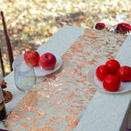 Snowkingdom Rose Gold Table Runner 11 Inch x 100 Feet Glitter Sequin Metallic Pink Thin Mesh Runner Sparkly Table Decorations for Birthday, Wedding, Bridal Shower, Baby Shower Party - Image 6