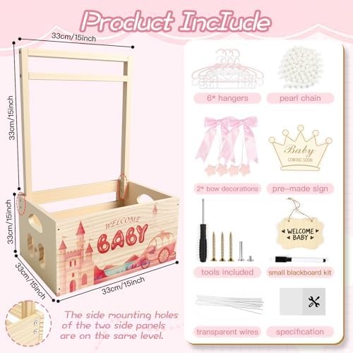 Wooden Baby Shower Crate Closet, Baby Shower Gift Basket for Newborn Gifts - Image 6