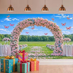 15X10ft Pink Lavender Wedding Backdrop Bridal Shower Rose Flower Photography Background Romantic Floral Garland for Girl Woman Wedding Bridal Party Backdrops Wall Photo Studio Shoot - Image 3